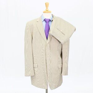 Lineage 46L 36x30 Beige Striped 3-Button Suit R315